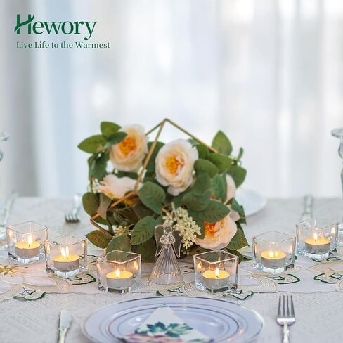 Clear Glass Votive Candle Holders, Hewory 6 Pcs Small Glass Candle Holder, Tealight Candle Holders for Table Centerpiece, Wedding Decorations, Home Decor in Saudi Arabia