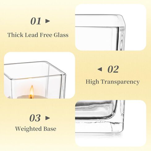 Clear Glass Votive Candle Holders, Hewory 6 Pcs Small Glass Candle Holder, Tealight Candle Holders for Table Centerpiece, Wedding Decorations, Home Decor in Saudi Arabia