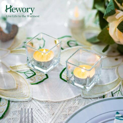 Clear Glass Votive Candle Holders, Hewory 6 Pcs Small Glass Candle Holder, Tealight Candle Holders for Table Centerpiece, Wedding Decorations, Home Decor in Saudi Arabia