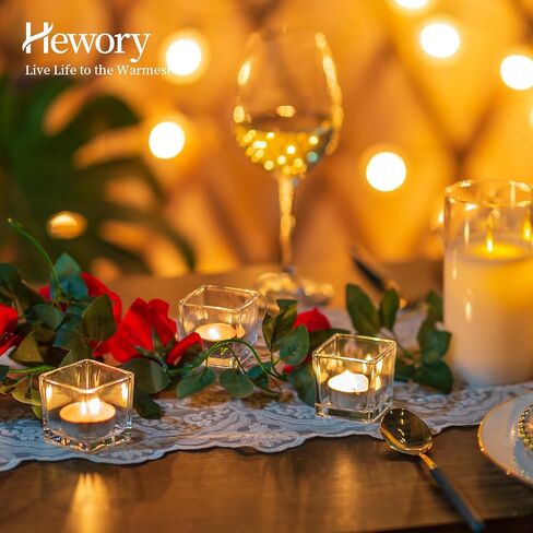 Clear Glass Votive Candle Holders, Hewory 6 Pcs Small Glass Candle Holder, Tealight Candle Holders for Table Centerpiece, Wedding Decorations, Home Decor in Saudi Arabia