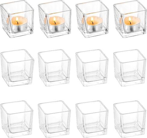 Clear Glass Votive Candle Holders, Hewory 6 Pcs Small Glass Candle Holder, Tealight Candle Holders for Table Centerpiece, Wedding Decorations, Home Decor in Saudi Arabia