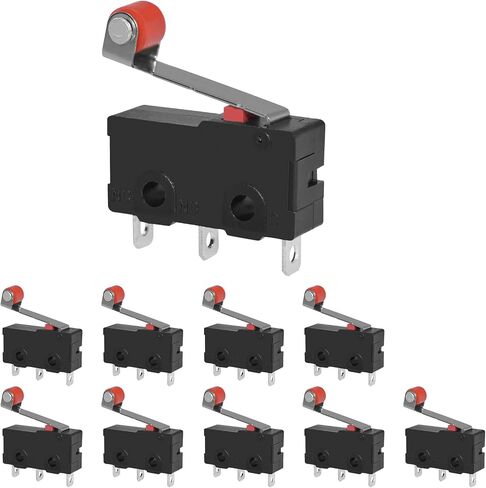 SDTC Tech Micro Limit Switch with Momentary Roller Lever Arm KW12-3 AC 250V 5A SPDT 1NO 1NC Microswitch Normally Open Closed Limit Switch 3 Pins (10 Pieces) in Saudi Arabia