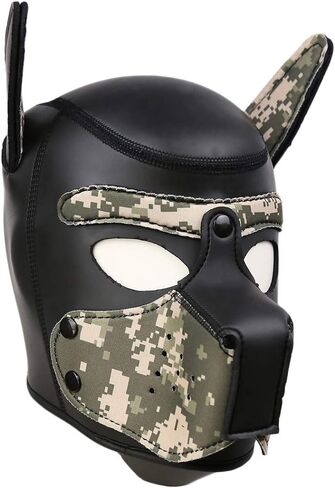 Neoprene Puppy Hood Camo Full Face Mask Cosplay Costume Dog Head Masks in Saudi Arabia