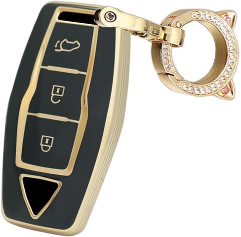 ontto Key Fob Shell Stylish Key Bag Smart Remote Key Cover Gold Edge TPU Key Housing Fit for Mitsubishi Outlander 2022 2023 Key Fob Black in Kuwait
