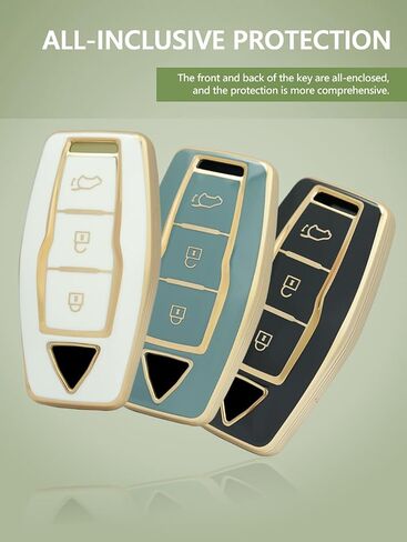 ontto Key Fob Shell Stylish Key Bag Smart Remote Key Cover Gold Edge TPU Key Housing Fit for Mitsubishi Outlander 2022 2023 Key Fob Black in Kuwait