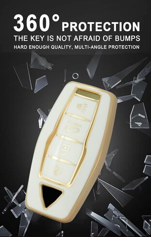 ontto Key Fob Shell Stylish Key Bag Smart Remote Key Cover Gold Edge TPU Key Housing Fit for Mitsubishi Outlander 2022 2023 Key Fob Black in Kuwait