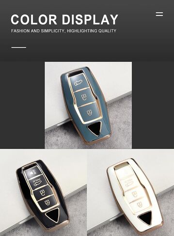 ontto Key Fob Shell Stylish Key Bag Smart Remote Key Cover Gold Edge TPU Key Housing Fit for Mitsubishi Outlander 2022 2023 Key Fob Black in Kuwait