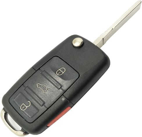 Key Fob Case Fit for VW Volkswagen Jetta Passat Golf Beetle Rabbit GTI CC EOS Replacement Key Shell 4 Buttons Keyless Entry Remote Key Fob Cover with Uncut Blade (1) in Saudi Arabia