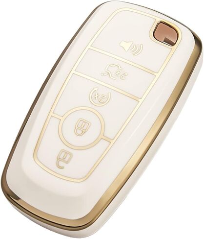 OFFCURVE Key Fob Cover for Ford Fusion Explorer Escape F150 F250 F350 F450 F550 Edge Maverick Expedition Lincoln Aviator 5 Buttons Smart Key Holder, White in Saudi Arabia