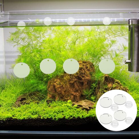 POPETPOP Floating Betta Exercise Mirror - 4Pcs Circle Betta Mirrors for Aquarium Fish Tank Decorations Beta Fish Accessory in Saudi Arabia