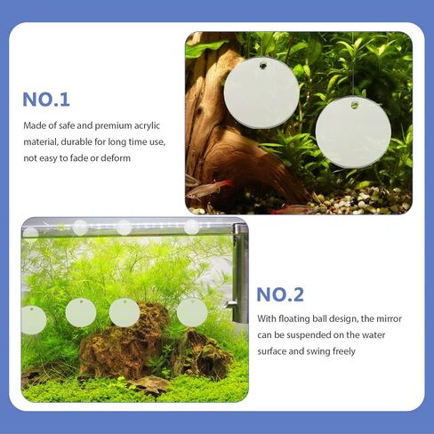 POPETPOP Floating Betta Exercise Mirror - 4Pcs Circle Betta Mirrors for Aquarium Fish Tank Decorations Beta Fish Accessory in Saudi Arabia