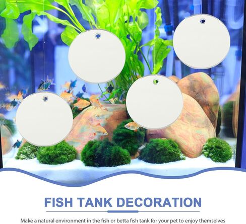 POPETPOP Floating Betta Exercise Mirror - 4Pcs Circle Betta Mirrors for Aquarium Fish Tank Decorations Beta Fish Accessory in Saudi Arabia