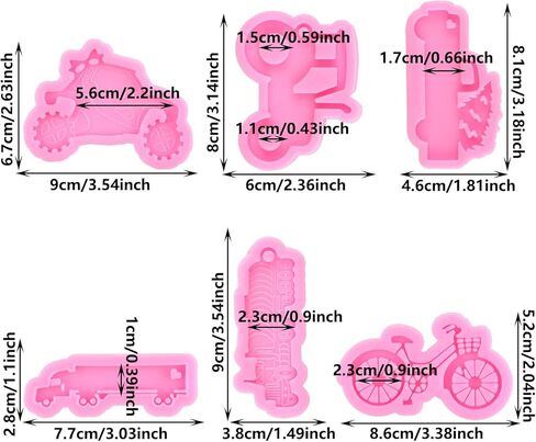 Tractor Silicone Mold Bicycle Resin Molds Truck Van Keychain Resin Casting Molds Car Epoxy Resin Mold for DIY Jewellery Silicone Mold Resin Crafting Set of 6 in Saudi Arabia