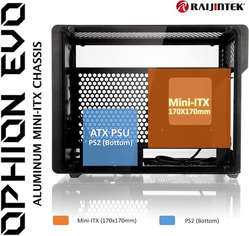 RAIJINTEK OPHION SFF PC Case (Mini-ITX) with Tempered Glass, Max. 330mm VGA Card, ATX PSU, Type-C Hub, Riser Card, 3x2.5" HDD, Magnetic Design Dust Filter in Saudi Arabia
