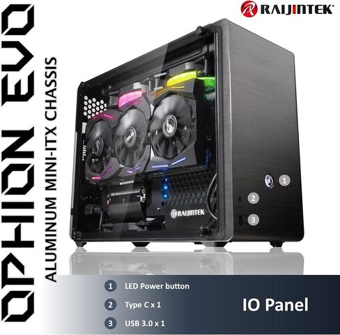 RAIJINTEK OPHION SFF PC Case (Mini-ITX) with Tempered Glass, Max. 330mm VGA Card, ATX PSU, Type-C Hub, Riser Card, 3x2.5" HDD, Magnetic Design Dust Filter in Saudi Arabia