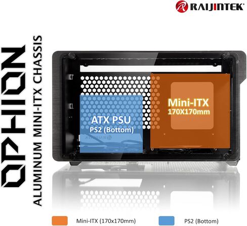 RAIJINTEK OPHION SFF PC Case (Mini-ITX) with Tempered Glass, Max. 330mm VGA Card, ATX PSU, Type-C Hub, Riser Card, 3x2.5" HDD, Magnetic Design Dust Filter in Saudi Arabia