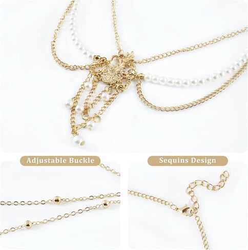 DOCILA Head Chain Finger Ring Bracelet Set Hand Jewelry Gold Hair Chains Headbands Festival Parties Wedding Costume Hair Accessories For Women and Girls in Saudi Arabia