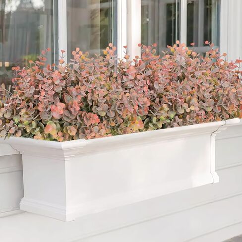 TOCHGREEN 8 Bundles Artificial Eucalyptus Leaves Plants Outdoor UV Resistant Faux Plastic Boxwood Shrubs Fake Greenery Plants for Home Farmhouse Porch Patio Window Garden Decoration (green) in Saudi Arabia