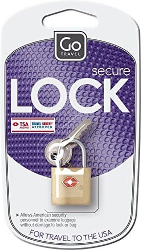 TSA Brass Key Padlock, Suitcase Lock with 2 Keys, TSA Approved Locks for Luggage, Travel Essentials in Saudi Arabia