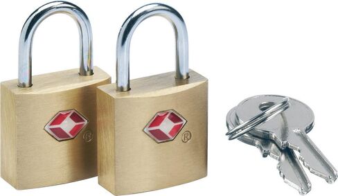 TSA Brass Key Padlock, Suitcase Lock with 2 Keys, TSA Approved Locks for Luggage, Travel Essentials in Saudi Arabia
