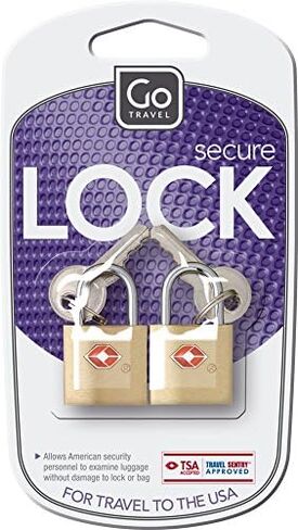 TSA Brass Key Padlock, Suitcase Lock with 2 Keys, TSA Approved Locks for Luggage, Travel Essentials in Saudi Arabia