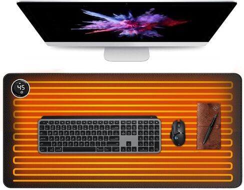 لوحة ماوس ساخنة، وسادة مكتب دافئة مطورة 2023 مع وضعين للتدفئة، حصيرة ماوس ألعاب كبيرة، لوحة ماوس كهربائية للتدفئة/لوحة لوحة مفاتيح ساخنة، ملحقات المكتب والمنزل، 31.5 بوصة × 13 بوصة in Kuwait