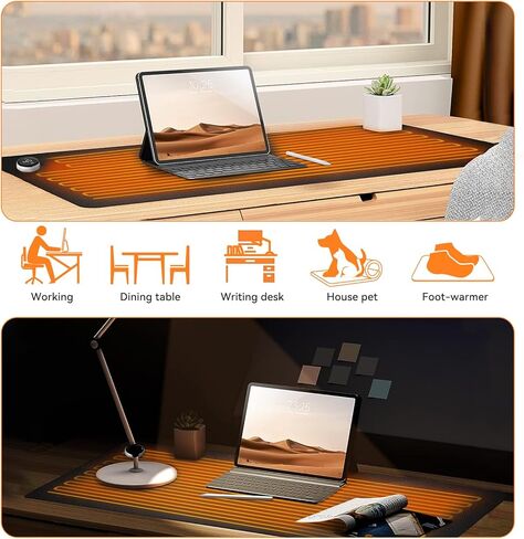 لوحة ماوس ساخنة، وسادة مكتب دافئة مطورة 2023 مع وضعين للتدفئة، حصيرة ماوس ألعاب كبيرة، لوحة ماوس كهربائية للتدفئة/لوحة لوحة مفاتيح ساخنة، ملحقات المكتب والمنزل، 31.5 بوصة × 13 بوصة in Kuwait