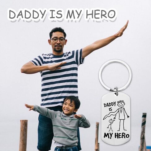 هدايا الأب للرجال سلسلة مفاتيح لعيد الأب من الابن والابنة، هدايا عيد الميلاد المجيد لهدايا عيد الأب للأب للزوج من الزوجة - سلسلة مفاتيح الأب هو بطلي in Kuwait