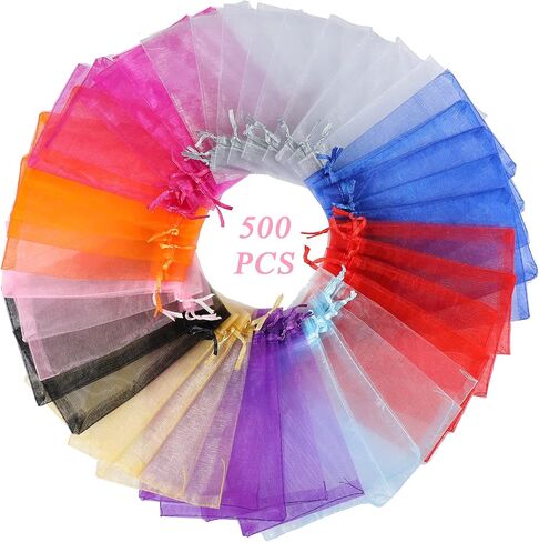 Woanger 500 Pcs Organza Bags Bulk 4 x 6 Inch Small Drawstring Mesh Gift Bags Jewelry Pouches Bags for Wedding Favor Birthday Party Bridal Shower Festival Candy Bags(Multicolor) in Saudi Arabia