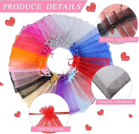 Woanger 500 Pcs Organza Bags Bulk 4 x 6 Inch Small Drawstring Mesh Gift Bags Jewelry Pouches Bags for Wedding Favor Birthday Party Bridal Shower Festival Candy Bags(Multicolor) in Saudi Arabia