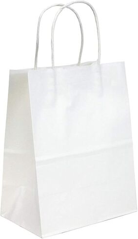 White Paper Gift Bags 50 Pack 11x11x6 Inch Plain Paper Bags with Handles Premium Quality Medium Bulk Merchandise Paper Bags, Gift Bag for Shopping Grocery Kraft Retail Party Restaurant Favor Bags in Saudi Arabia