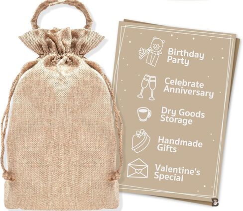 Multi-Use Small Burlap Jute Gift Bags with Drawstring, Handle & Labels - 24 Pack in Saudi Arabia
