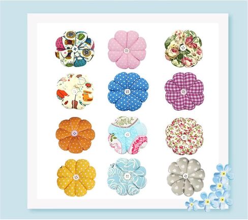 2PCS Polka Dot Pumpkin Wrist Pin Cushion Pincushion Wearable Needle Pincushions with Adjustable Elastic Strap for Sewing (Blue/Pink) in Saudi Arabia