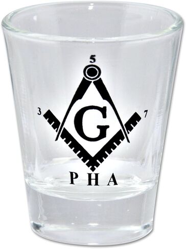 Prince Hall Square & Compass Masonic Shot Glass in Saudi Arabia