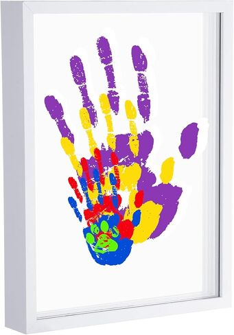 Suzile Family Handprint Kit DIY Art Print Wooden Frame with 5 Layer Clear Acrylic Boards with 6 Colors Paint 5 Brushes 5 Pen Family Handmade Gifts for New Parents DIY Keepsake(Black) in Saudi Arabia