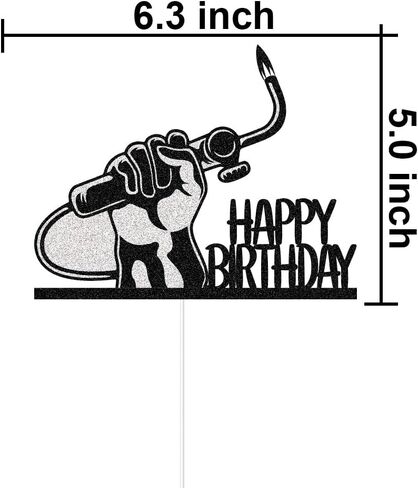غلاف كعكة عيد ميلاد سعيد من Welder، ديكور كعكة اللحام/اللحام، أغطية كعكة اللحام، زينة حفلات أعياد الميلاد اللامعة باللون الأسود والفضي للرجال من ذوي المهارات الماهرة in Kuwait