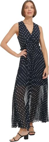 Tommy Hilfiger Women's Sleeveless V-Neck Chiffon Pleated Maxi Dress in Saudi Arabia
