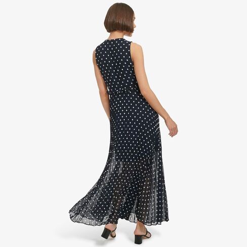 Tommy Hilfiger Women's Sleeveless V-Neck Chiffon Pleated Maxi Dress in Saudi Arabia