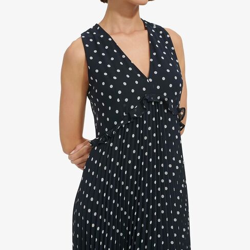 Tommy Hilfiger Women's Sleeveless V-Neck Chiffon Pleated Maxi Dress in Saudi Arabia