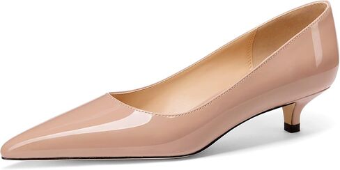 Women's Pointed Toe Solid Slip On 1.5 Inch Stiletto Patent low Heel Pumps Shoes in Saudi Arabia