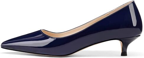 Women's Pointed Toe Solid Slip On 1.5 Inch Stiletto Patent low Heel Pumps Shoes in Saudi Arabia