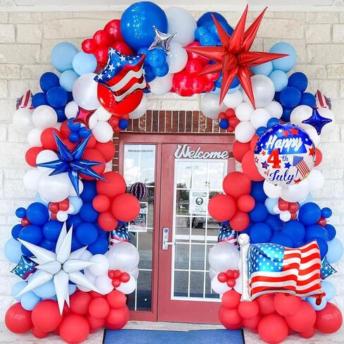 4th of July Balloons Arch Decorations,Red White and Blue Balloons Garland Independence Day Balloons Star Foil Balloons for Fourth of July Veterans Memorial Day Patriotic Party Birthday Party Supplies in Saudi Arabia