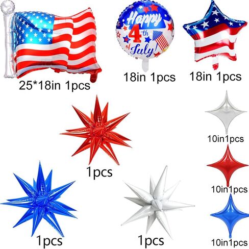 4th of July Balloons Arch Decorations,Red White and Blue Balloons Garland Independence Day Balloons Star Foil Balloons for Fourth of July Veterans Memorial Day Patriotic Party Birthday Party Supplies in Saudi Arabia
