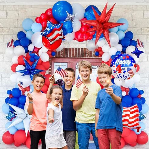 4th of July Balloons Arch Decorations,Red White and Blue Balloons Garland Independence Day Balloons Star Foil Balloons for Fourth of July Veterans Memorial Day Patriotic Party Birthday Party Supplies in Saudi Arabia