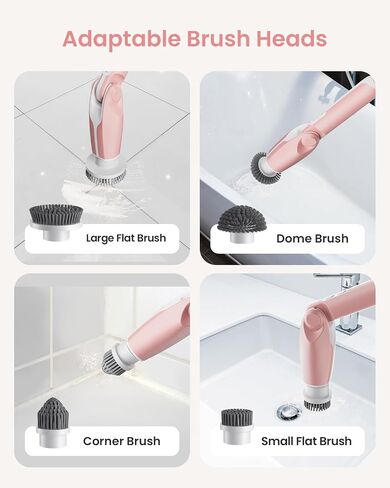 Electric Spin Scrubber, 2024 New Bathroom Scrubber with 8 Replacement Heads, Remote Control, Spin Brush for Bathroom Tub Tile, Pink in Saudi Arabia