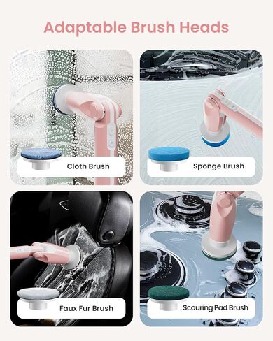 Electric Spin Scrubber, 2024 New Bathroom Scrubber with 8 Replacement Heads, Remote Control, Spin Brush for Bathroom Tub Tile, Pink in Saudi Arabia