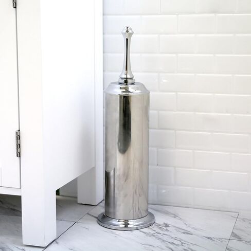 BINO Toilet Brush and Holder with Removable Drip Cup - Toilet Bowl Cleaner and Holder - Toilet Scrubber Brush for Bathroom - Toilet and Restroom Accessories - Polished Chrome in Kuwait