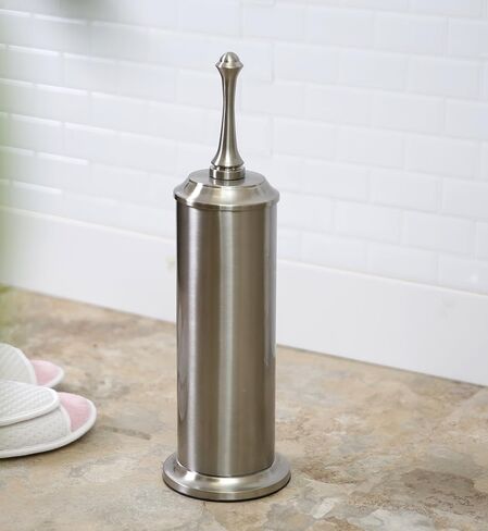 BINO Toilet Brush and Holder with Removable Drip Cup - Toilet Bowl Cleaner and Holder - Toilet Scrubber Brush for Bathroom - Toilet and Restroom Accessories - Polished Chrome in Kuwait