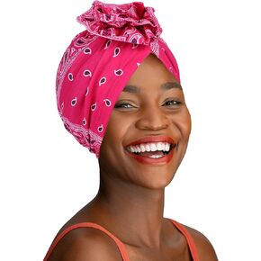 Motique Accessories Paisley Turbans for Women with Pretied Flower Knot Front