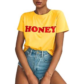 BLACKMYTH Women Valentine's Day Honey Printed Shirts Graphic Funny T Shirt Cute Tees Tops